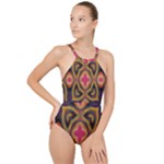 Kaleidoscope Art Pattern Ornament High Neck One Piece Swimsuit