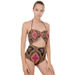 Kaleidoscope Art Pattern Ornament Scallop Top Cut Out Swimsuit