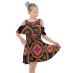 Kaleidoscope Art Pattern Ornament Kids  Shoulder Cutout Chiffon Dress