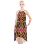 Kaleidoscope Art Pattern Ornament High-Low Halter Chiffon Dress 