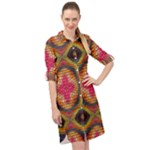 Kaleidoscope Art Pattern Ornament Long Sleeve Mini Shirt Dress