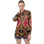 Kaleidoscope Art Pattern Ornament Long Sleeve Satin Shirt