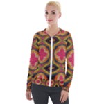 Kaleidoscope Art Pattern Ornament Velvet Zip Up Jacket
