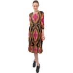 Kaleidoscope Art Pattern Ornament Ruffle End Midi Chiffon Dress