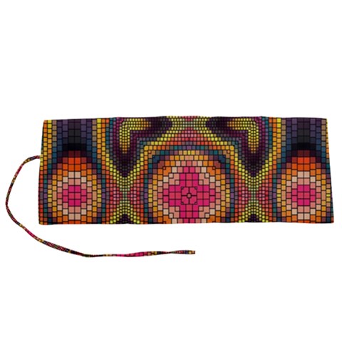 Kaleidoscope Art Pattern Ornament Roll Up Canvas Pencil Holder (S) from ArtsNow.com