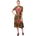 Kaleidoscope Art Pattern Ornament Keyhole Neckline Chiffon Dress
