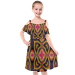 Kaleidoscope Art Pattern Ornament Kids  Cut Out Shoulders Chiffon Dress