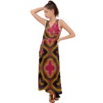 Kaleidoscope Art Pattern Ornament V-Neck Chiffon Maxi Dress
