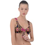 Kaleidoscope Art Pattern Ornament Front Tie Bikini Top
