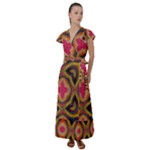 Kaleidoscope Art Pattern Ornament Flutter Sleeve Maxi Dress
