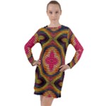 Kaleidoscope Art Pattern Ornament Long Sleeve Hoodie Dress