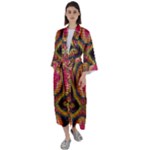 Kaleidoscope Art Pattern Ornament Maxi Satin Kimono