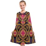 Kaleidoscope Art Pattern Ornament Kids  Midi Sailor Dress