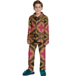 Kaleidoscope Art Pattern Ornament Kids  Long Sleeve Velvet Pajamas Set