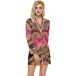Kaleidoscope Art Pattern Ornament Long Sleeve Satin Robe