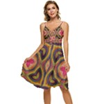 Kaleidoscope Art Pattern Ornament Sleeveless Tie Front Chiffon Dress