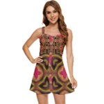 Kaleidoscope Art Pattern Ornament Ruffle Edge Bra Cup Chiffon Mini Dress