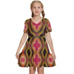 Kaleidoscope Art Pattern Ornament Kids  Short Sleeve Tiered Mini Dress