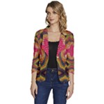Kaleidoscope Art Pattern Ornament Women s One-Button 3/4 Sleeve Short Jacket