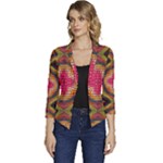 Kaleidoscope Art Pattern Ornament Women s Casual 3/4 Sleeve Spring Jacket