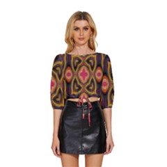 Mid Sleeve Drawstring Hem Top 