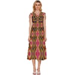 Kaleidoscope Art Pattern Ornament V-Neck Drawstring Shoulder Sleeveless Maxi Dress