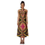 Kaleidoscope Art Pattern Ornament Sleeveless Cross Front Cocktail Midi Chiffon Dress
