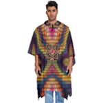 Kaleidoscope Art Pattern Ornament Men s Hooded Rain Ponchos