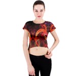 Construction Background Geometric Crew Neck Crop Top
