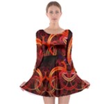 Construction Background Geometric Long Sleeve Skater Dress