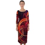 Abstract Seamless Pattern Quarter Sleeve Midi Bodycon Dress