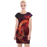 Construction Background Geometric Cap Sleeve Bodycon Dress
