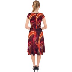Cap Sleeve Front Wrap Midi Dress 