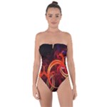 Construction Background Geometric Tie Back One Piece Swimsuit