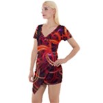 Construction Background Geometric Short Sleeve Asymmetric Mini Dress