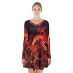 Abstract Seamless Pattern Long Sleeve Velvet V-neck Dress