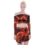 Abstract Seamless Pattern Off Shoulder Top with Mini Skirt Set