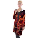 Construction Background Geometric Hooded Pocket Cardigan
