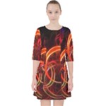 Construction Background Geometric Quarter Sleeve Pocket Dress