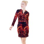 Construction Background Geometric Button Long Sleeve Dress