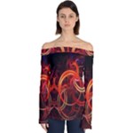 Colorful Prismatic Chromatic Off Shoulder Long Sleeve Top
