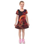 Construction Background Geometric Kids  Short Sleeve Velvet Dress
