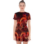 Abstract Seamless Pattern Drop Hem Mini Chiffon Dress
