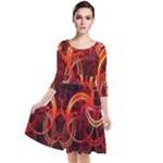 Construction Background Geometric Quarter Sleeve Waist Band Dress