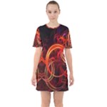 Construction Background Geometric Sixties Short Sleeve Mini Dress