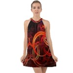 Abstract Seamless Pattern Halter Tie Back Chiffon Dress