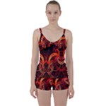 Construction Background Geometric Tie Front Two Piece Tankini