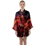 Abstract Seamless Pattern Long Sleeve Satin Kimono