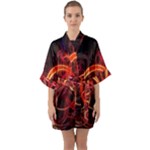 Abstract Seamless Pattern Half Sleeve Satin Kimono 