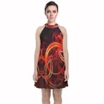 Abstract Seamless Pattern Velvet Halter Neckline Dress 